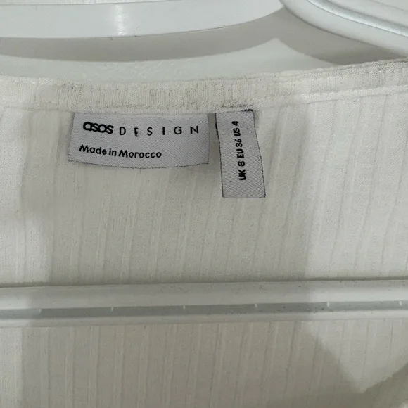 ASOS White Ribbed Long Sleeve Top - Picture 2 of 2